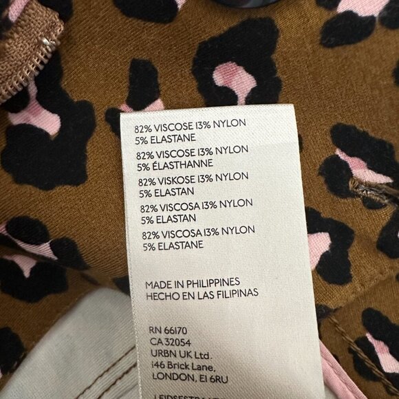 Maeve Anthropologie Tan Black Pink Cheetah Print Colette Cropped Wide Leg Pant - Picture 8 of 8